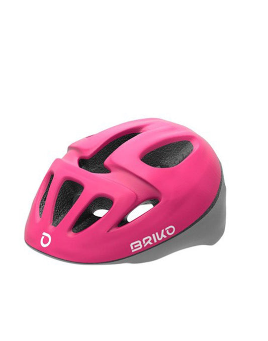 Product Image – Briko Fury Kids Bike Helmet - pink/silver, front right view