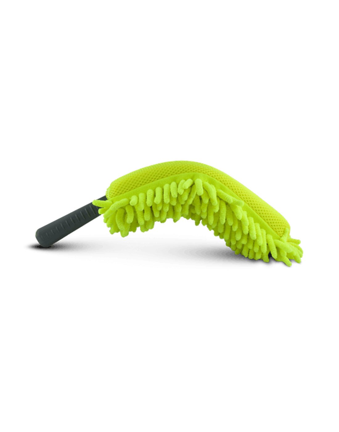 Lime green Silverwax Soft Brush for Rims - side view showing flexibility