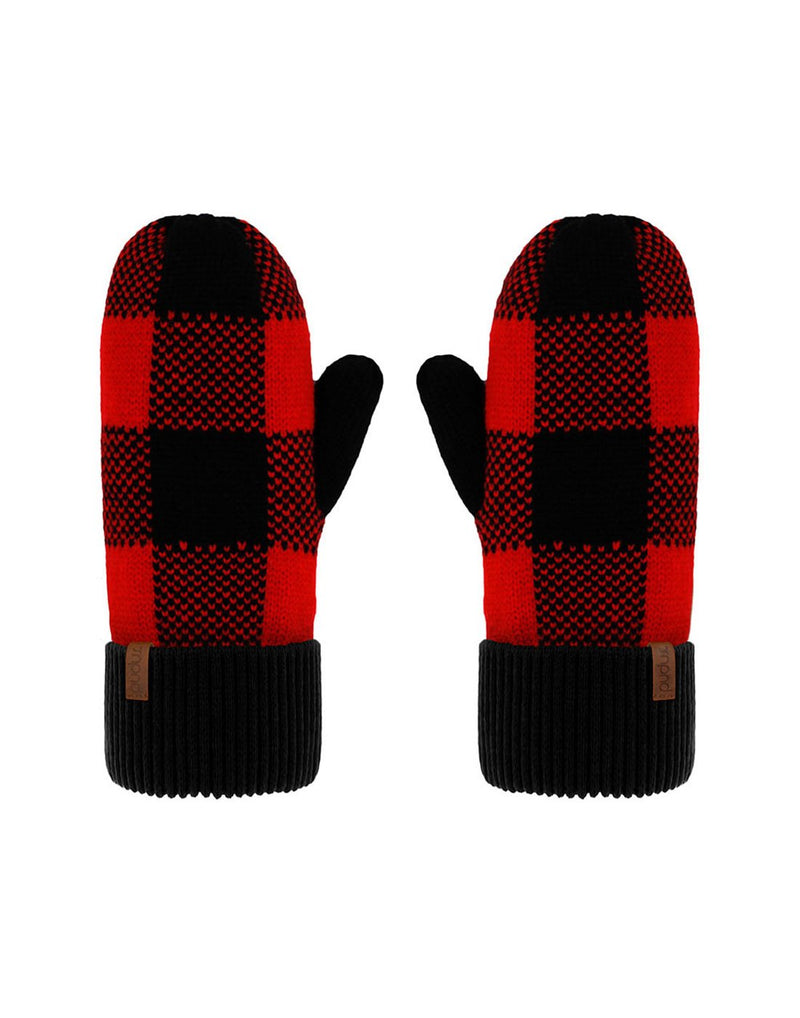Pudus Kids Winter Mittens - Lumberjack Red with black cuff and thumb