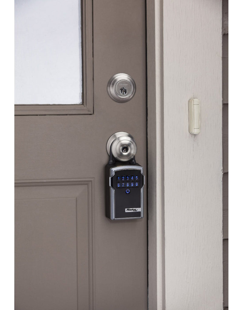 Master Lock® Bluetooth® Portable Lock Box on a door knob