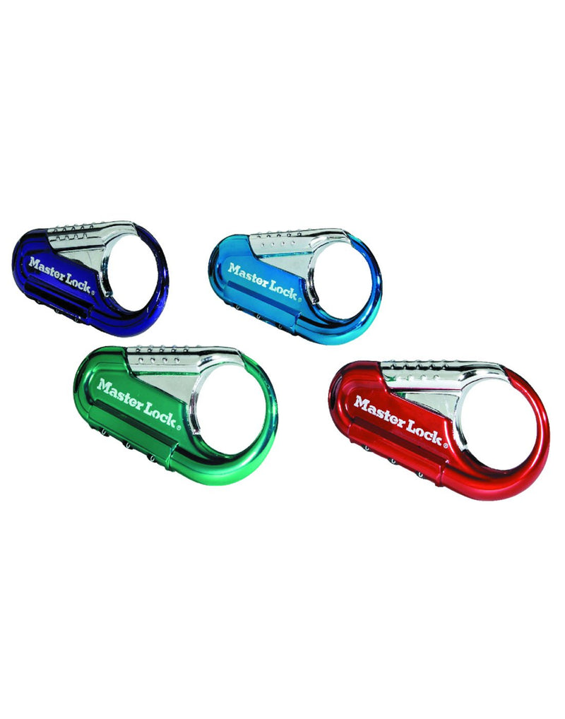 Master Lock® Backpack Locks in assorted colours (blue, light blue, green and red)