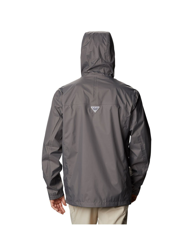 Man wearing Columbia Men's PFG Storm™ Jacket  - city grey, back view