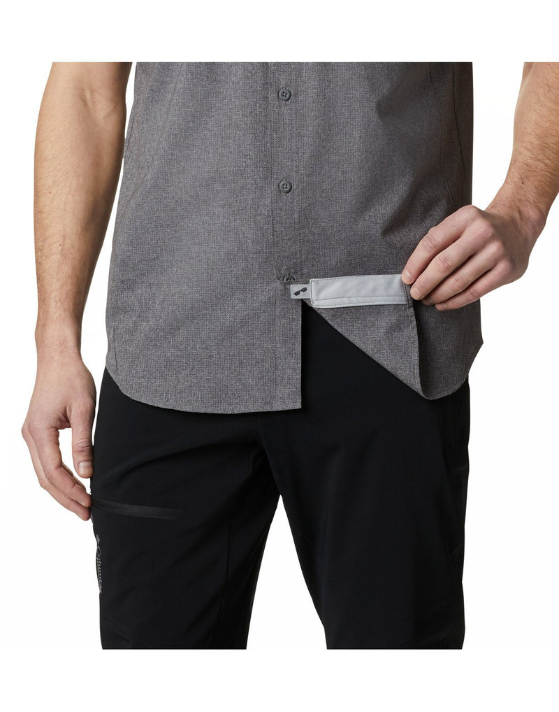 Men wearing grey colour columbia men's short sleevs shirt inner view