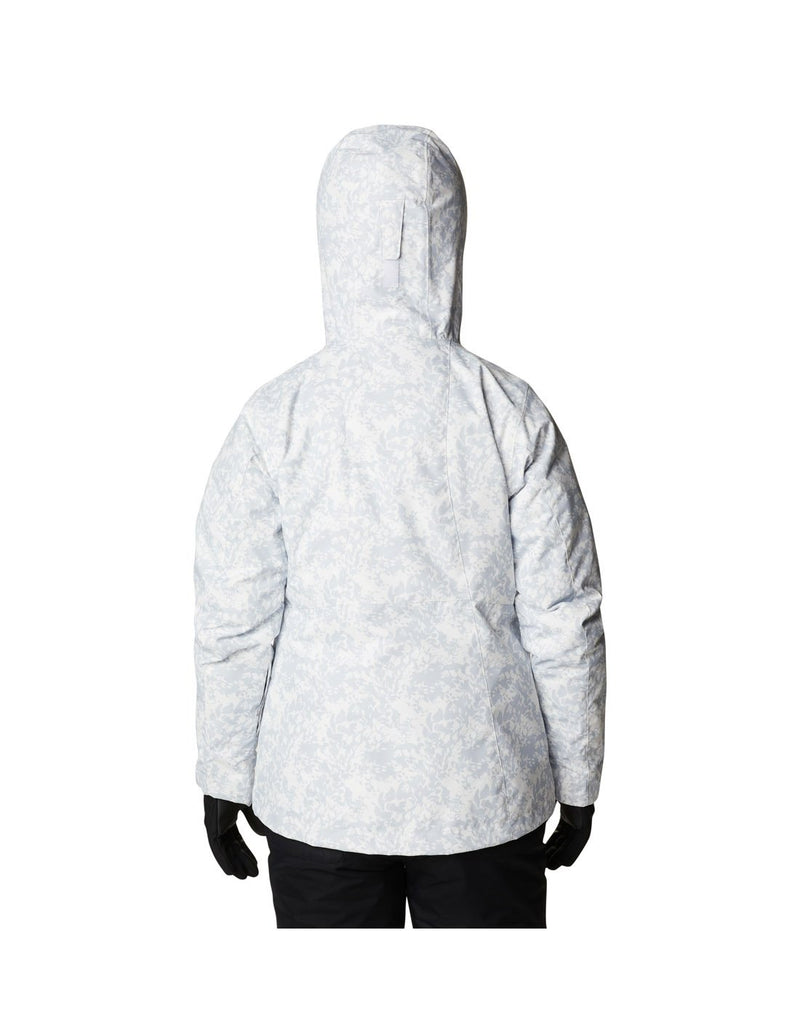 Woman wearing Columbia Women's Whirlibird™ IV Interchange Jacket in white florescence, back view, with hood up