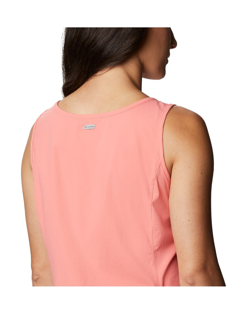 Close up of woman wearing Columbia Women's Anytime Casual™ III Dress - salmon, back view