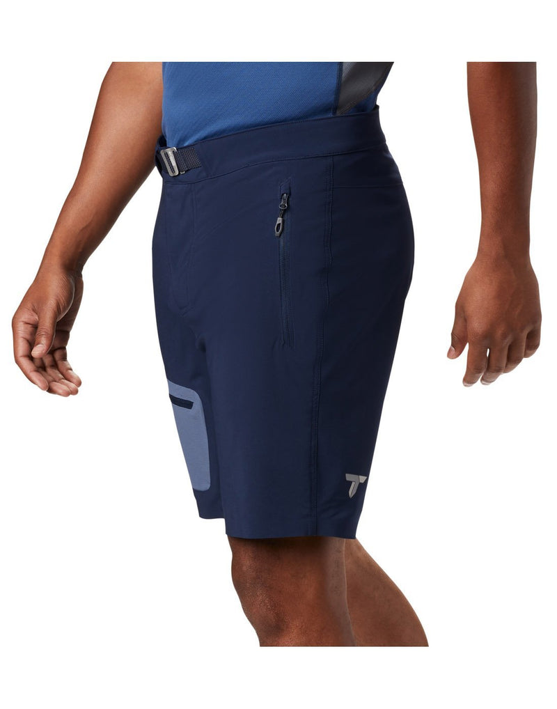 Men wearing navy colour columbia men's short left side zipper view