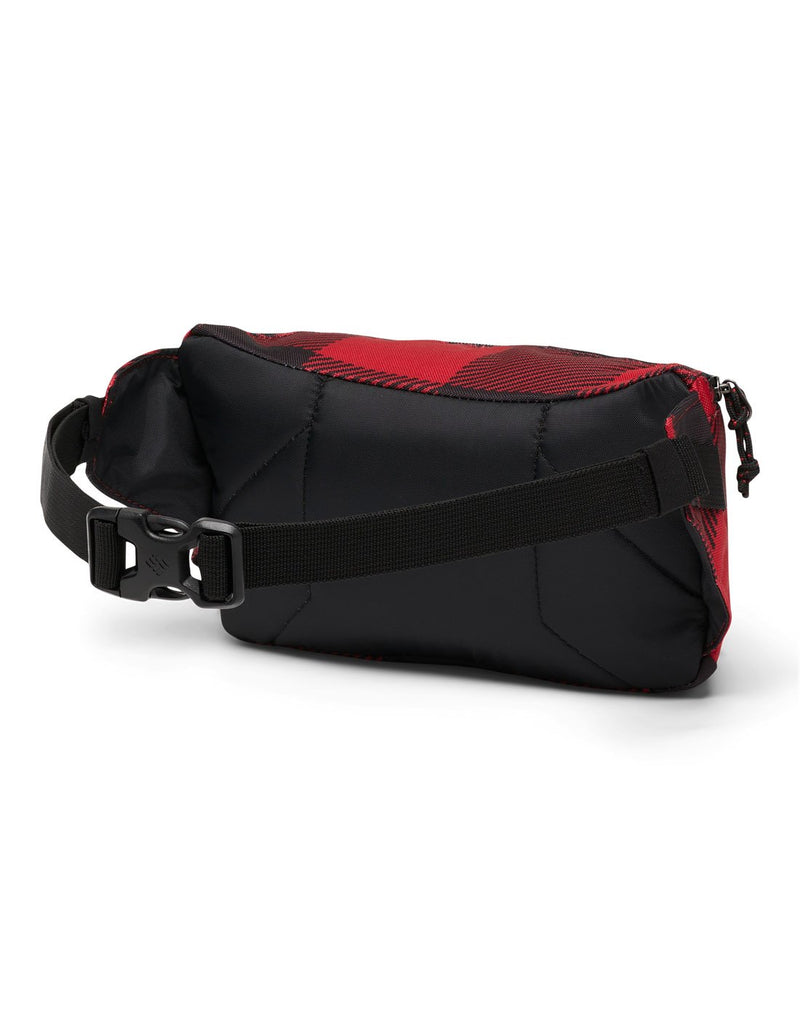 Columbia Zigzag™ 1L Hip Pack in mountain red check, back view which is black with black strap