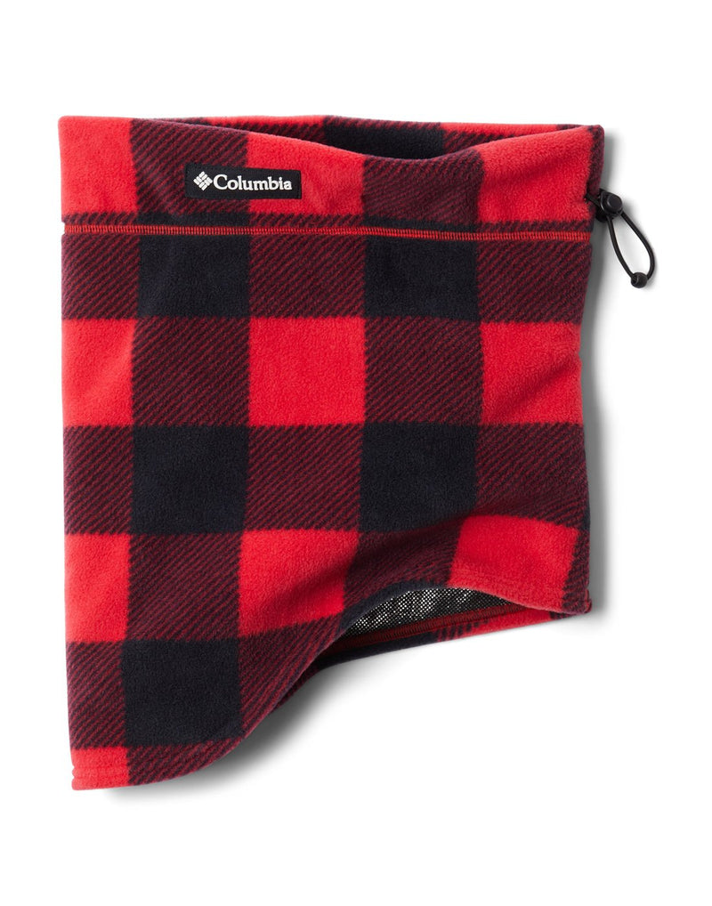 Columbia CSC™ II Omni-Heat™ Fleece Gaiter in mountain red check, front view with Columbia logo on top cuff