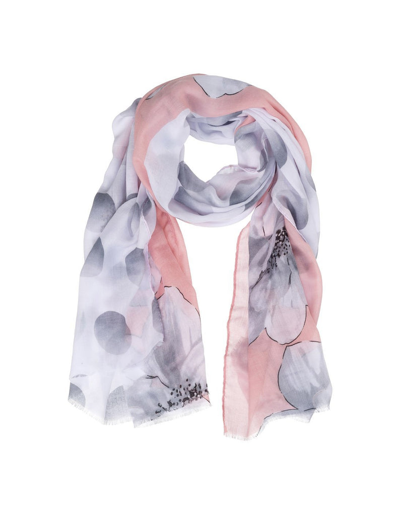 Howard's large dot & floral scarf pink colour front view
