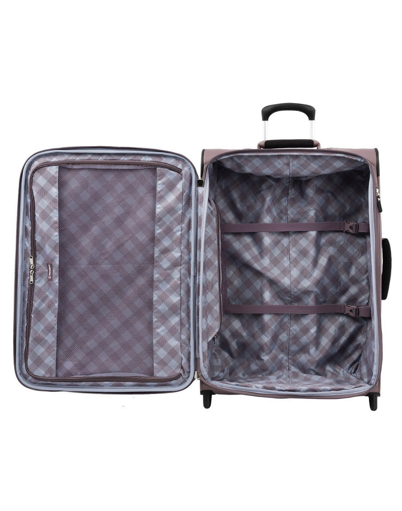 Travelpro maxlite 5 26" rollaboard dusty rose colour luggage bag interior
