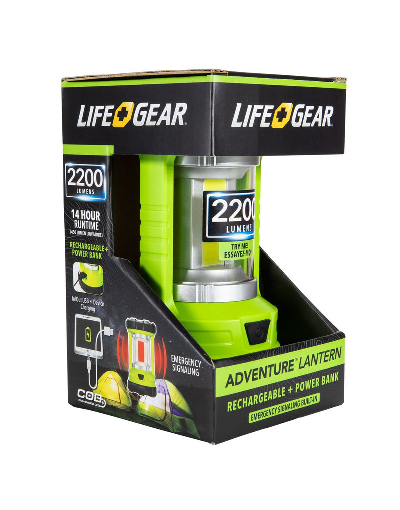 Life Gear USB Rechargeable Lantern and Power Bank package