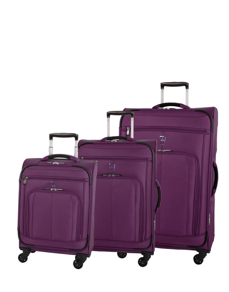 Atlantic solstice 3 piece spinner purple colour luggage set group
