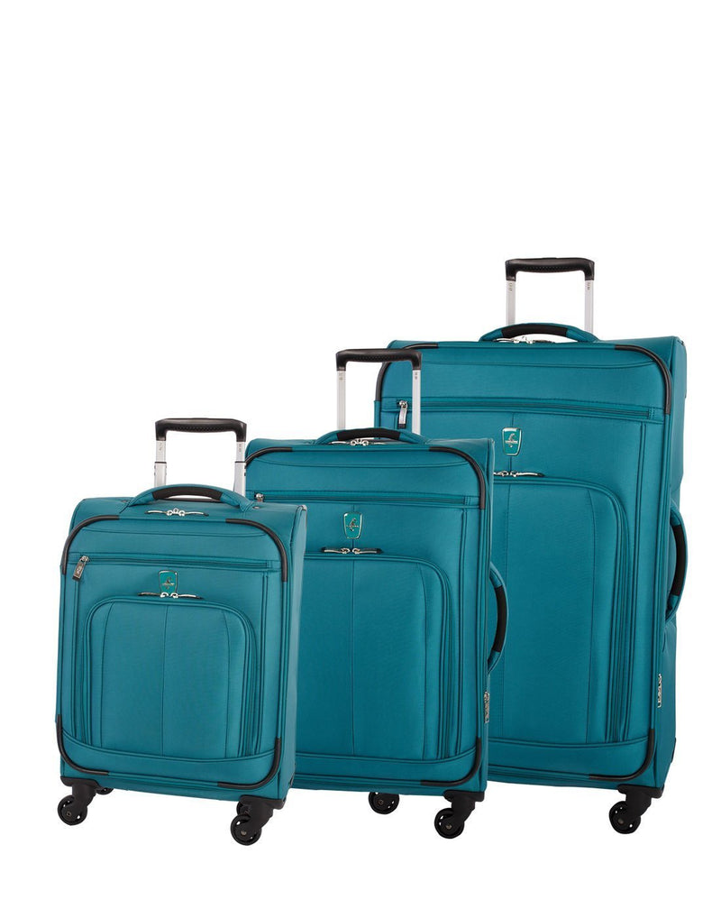Atlantic solstice 3 piece spinner teal colour luggage set group