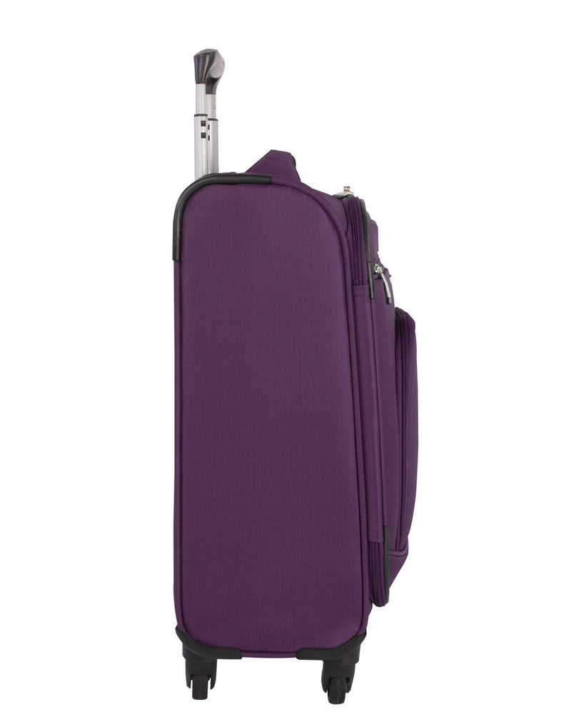Atlantic solstice 3 piece spinner purple colour luggage set left side view
