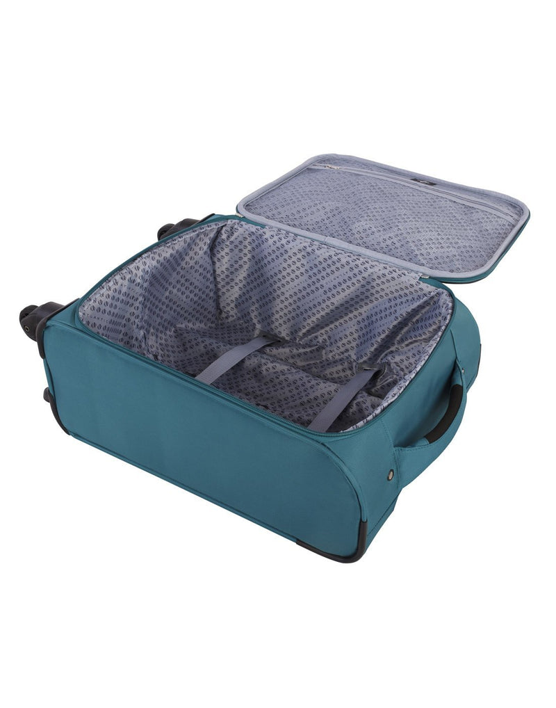 Atlantic solstice 3 piece spinner teal colour luggage set inside view