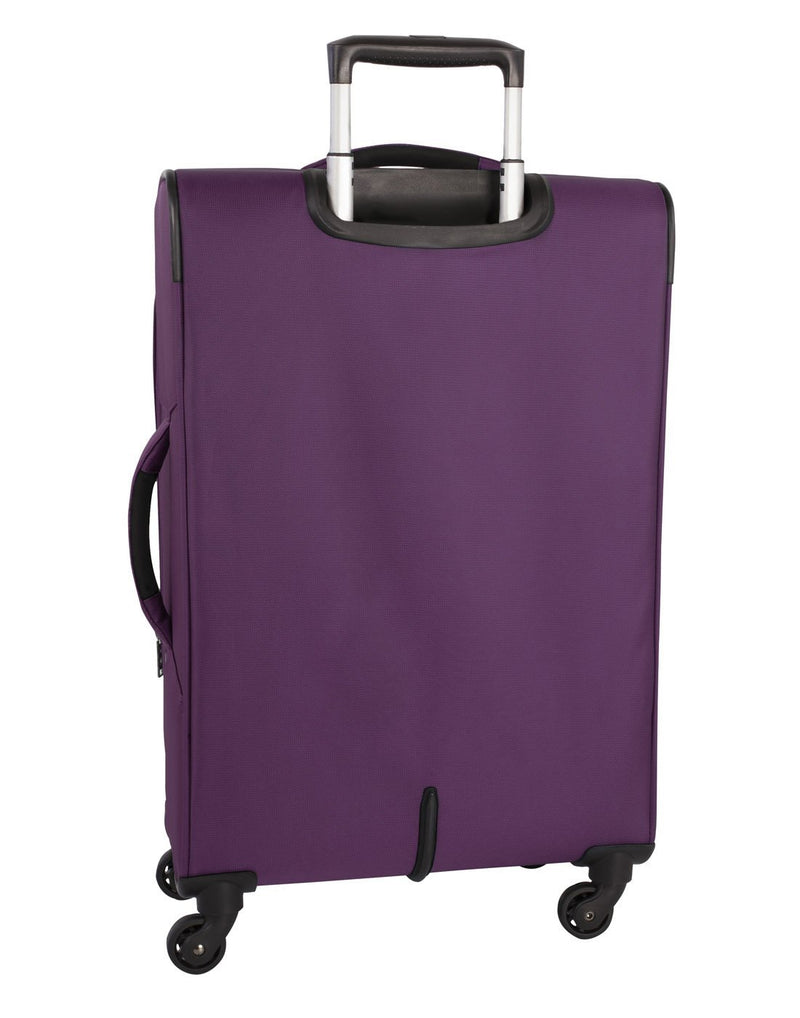 Atlantic solstice 3 piece spinner purple colour luggage set back view with side handle
