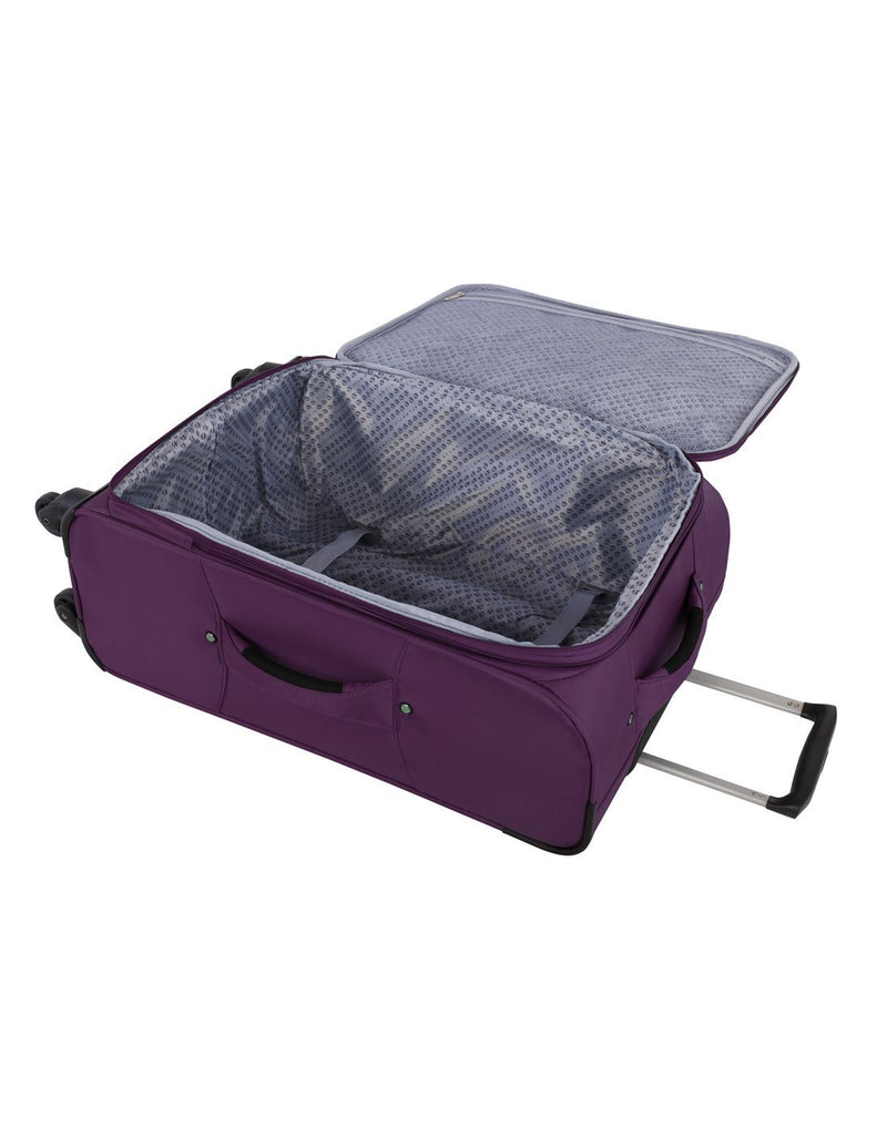 Atlantic solstice 3 piece spinner purple colour luggage set inside view
