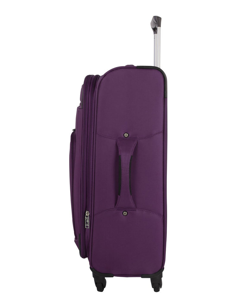 Atlantic solstice 3 piece spinner purple colour luggage set right side view with side handle
