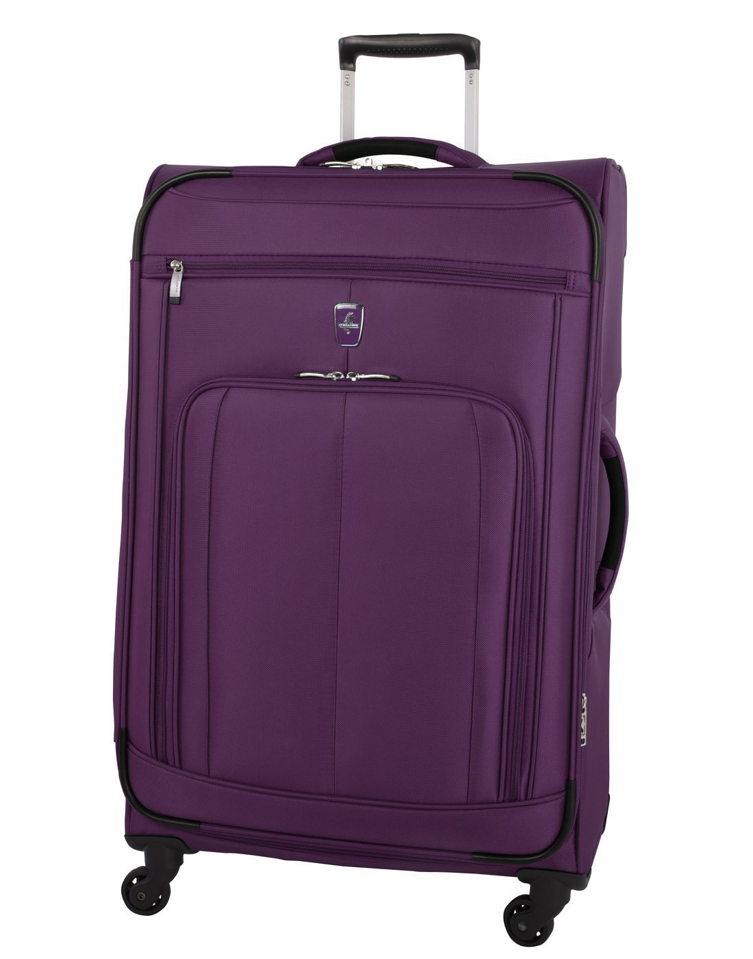 Atlantic solstice 3 piece spinner purple colour luggage set front view with side handle