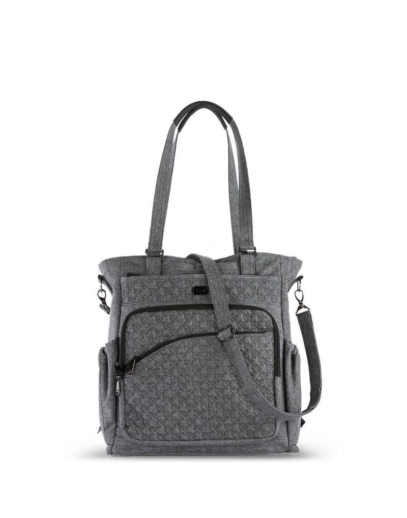 Lug ace 2 heather grey colour convertible tote bag front view