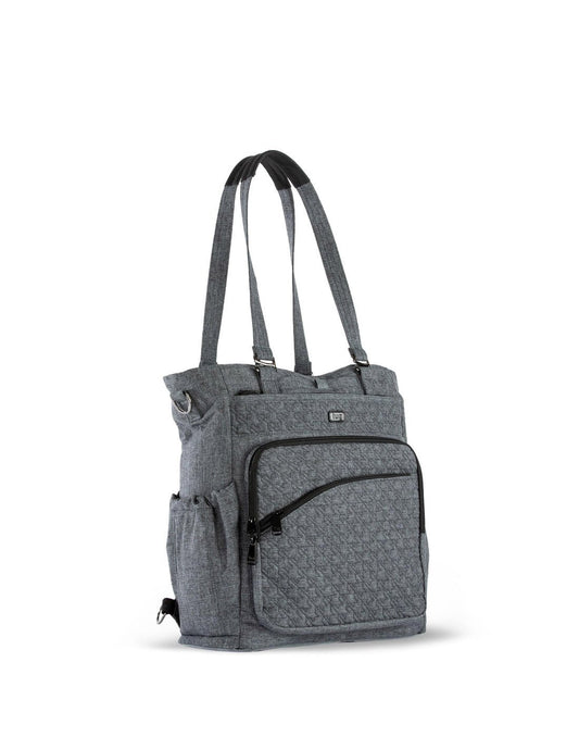 Product Image – Lug ace 2 heather grey colour convertible tote bag corner view