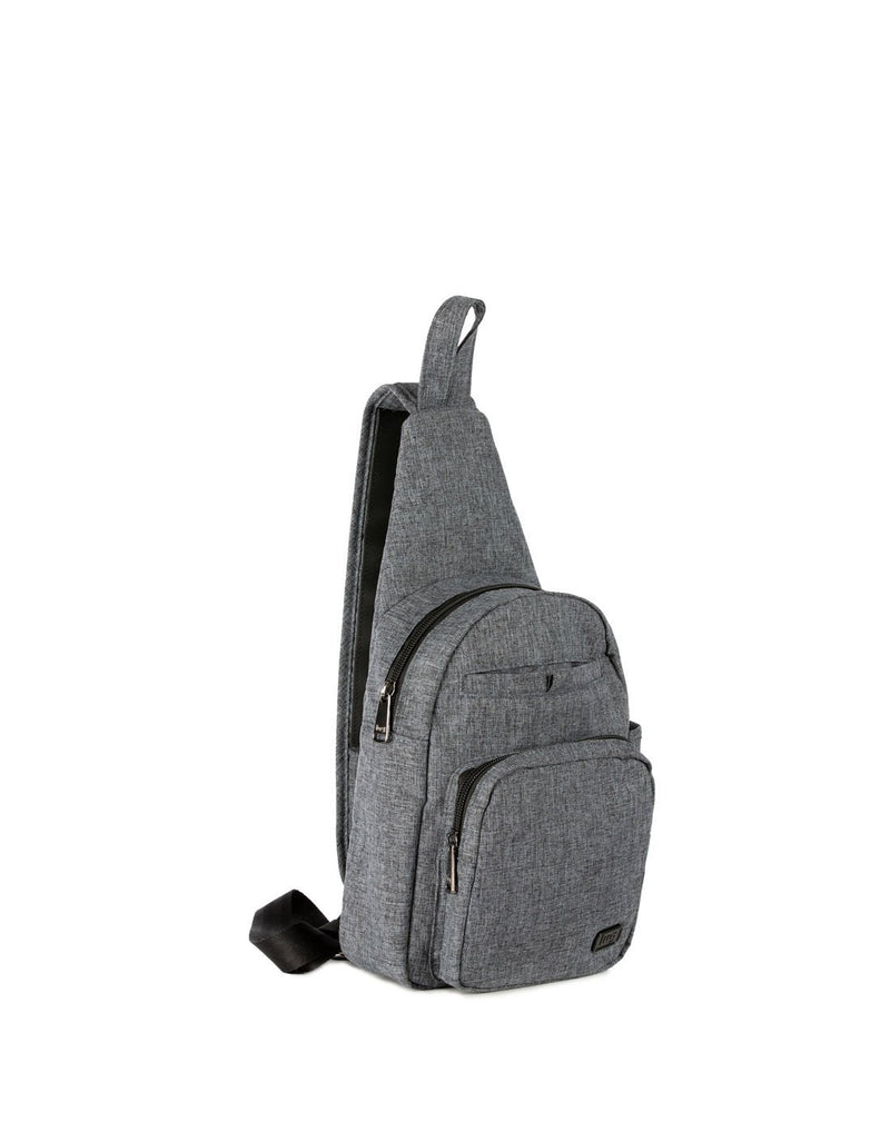 Lug archer heather grey colour sling bag corner view