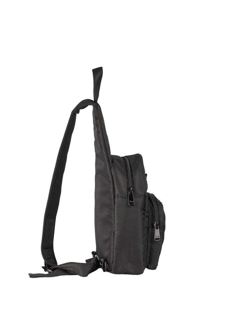 Lug archer shimmer black colour sling bag side view