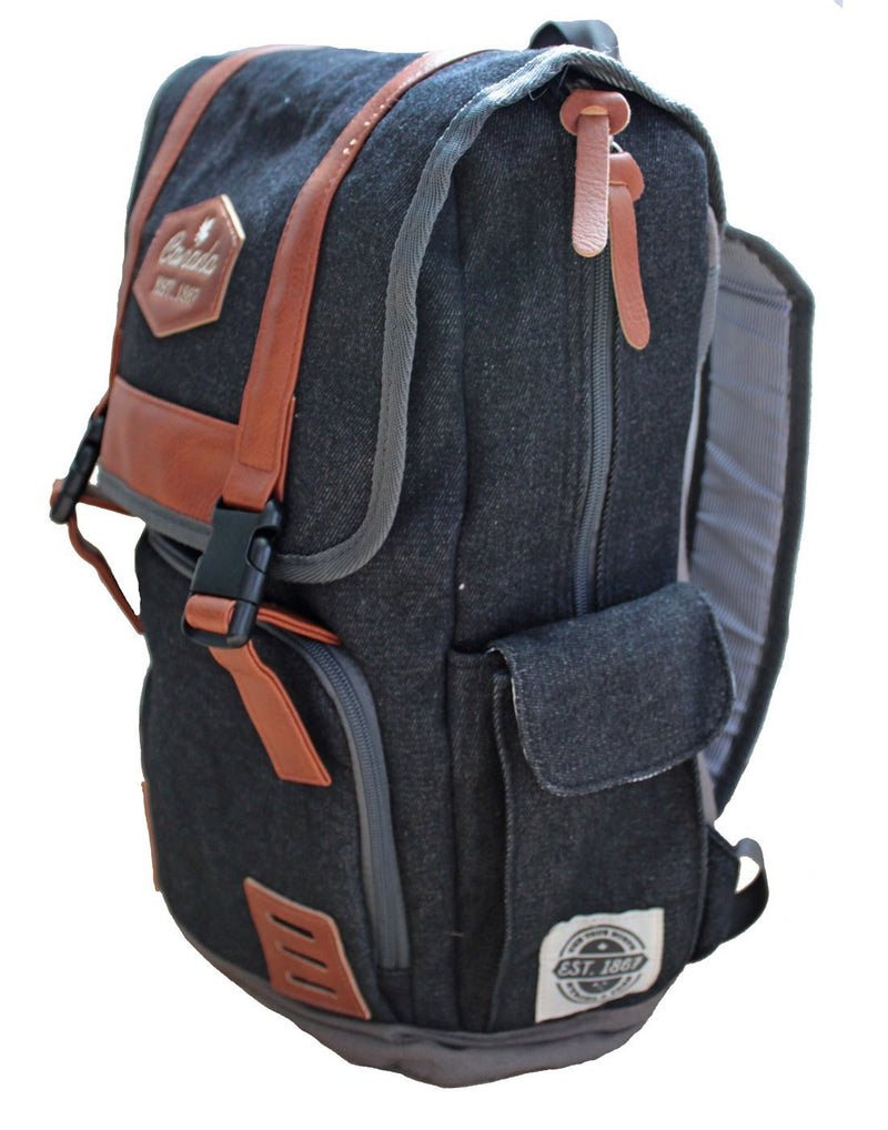 Canada denim backpack right side view