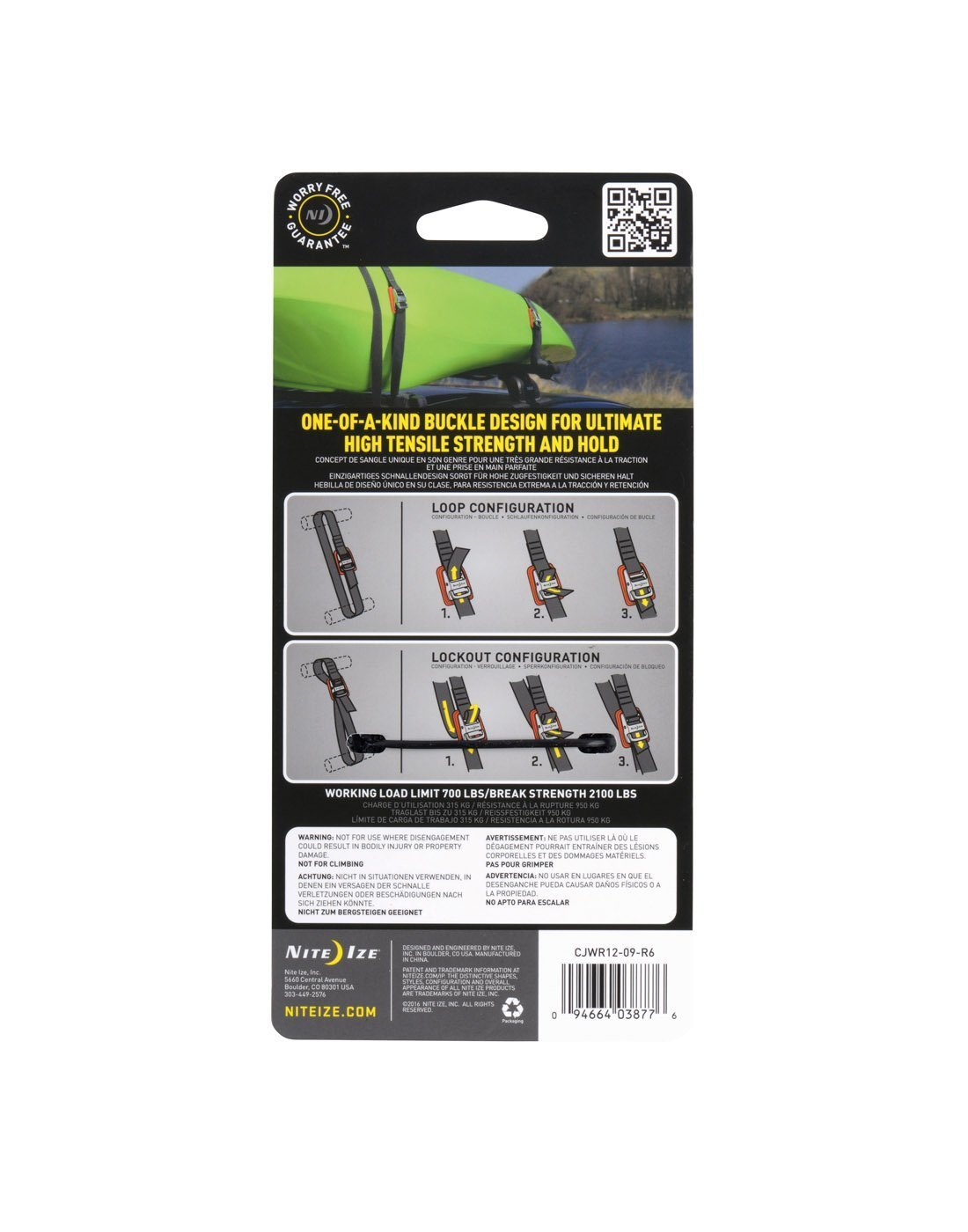 Red colour nite ize camjam® tie down straps packaged back view