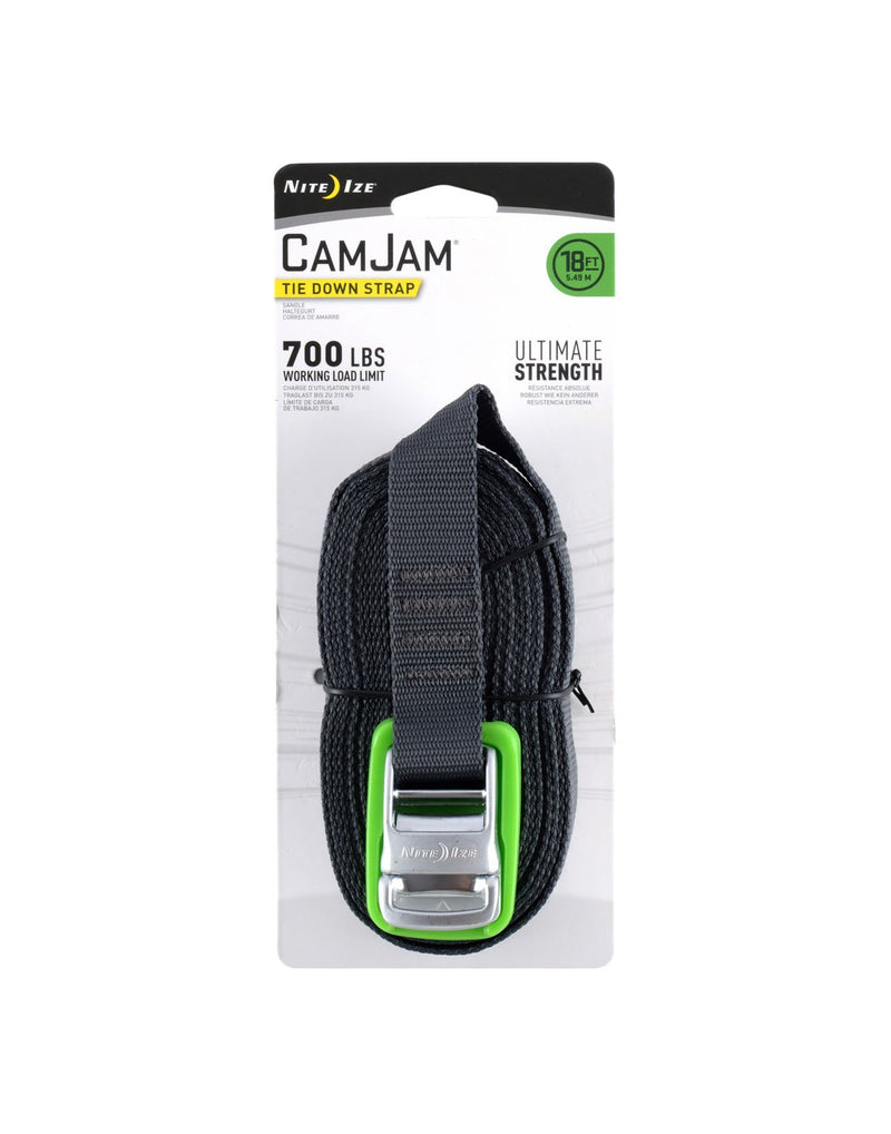 Green colour nite ize camjam® tie down straps packaged front view