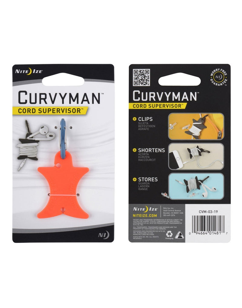 using nite ize curvyman orange colour cord supervisor packaged