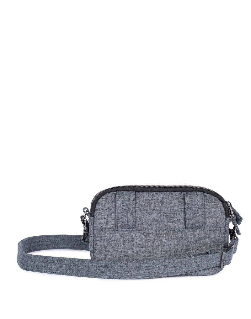 Lug coupe heather grey colour convertible crossbody and hip pouch back view