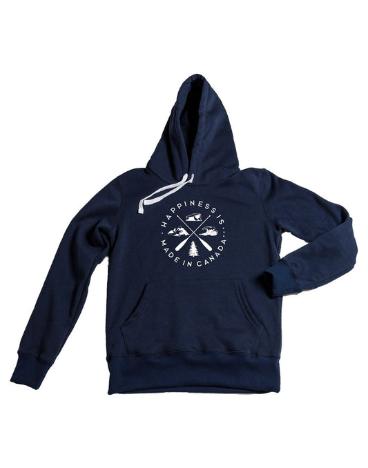 Product Image – Happiness Is...Unisex Crest Hoodie - navy, front view