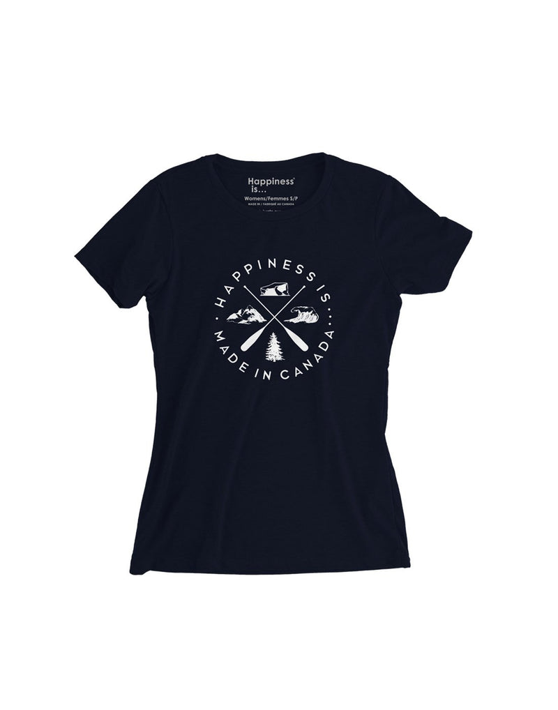Happiness Is...Women's Crest T-Shirt - navy, front view