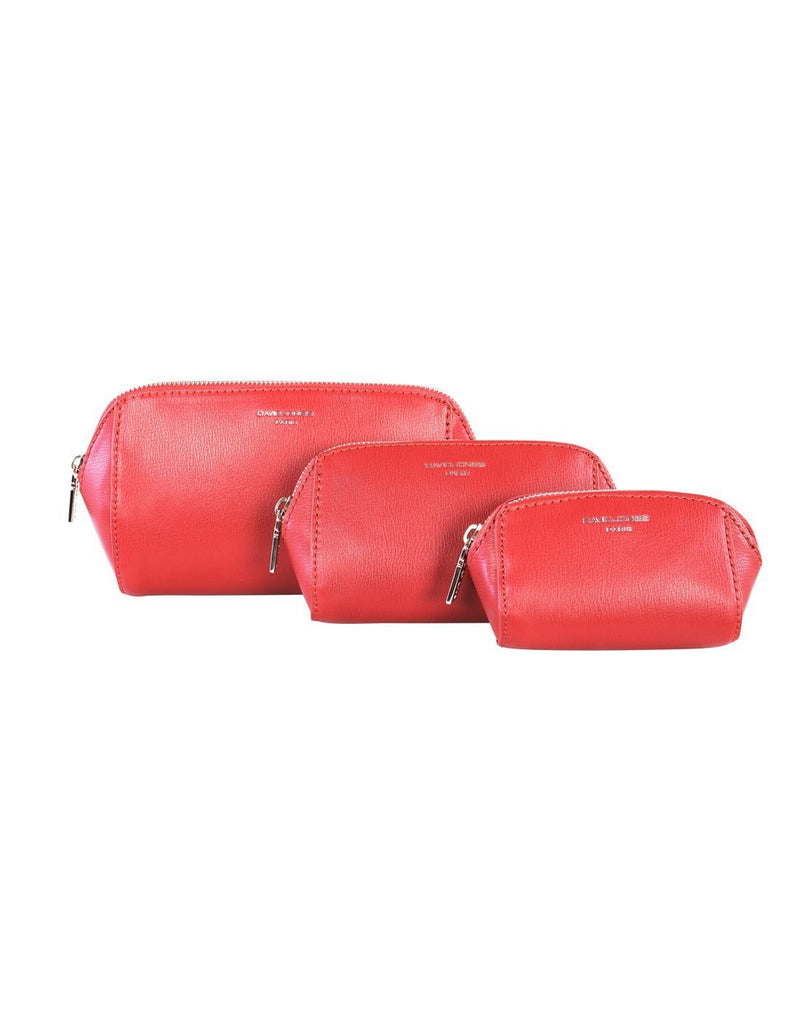 David jones red colour 3pc pouch set