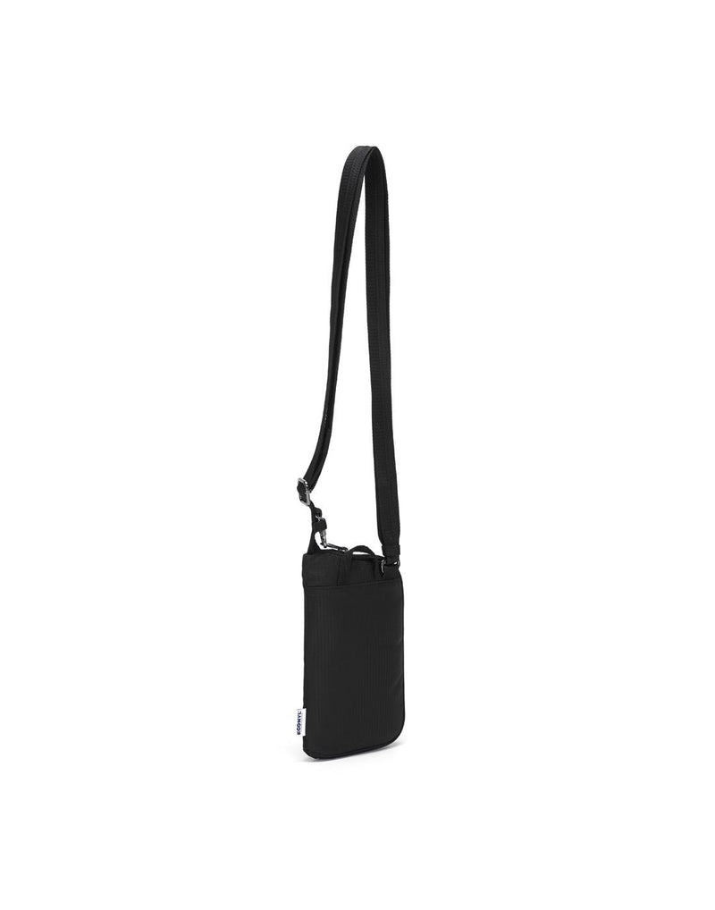 Daysafe econyl black colour recycled crossbody bag sideback view