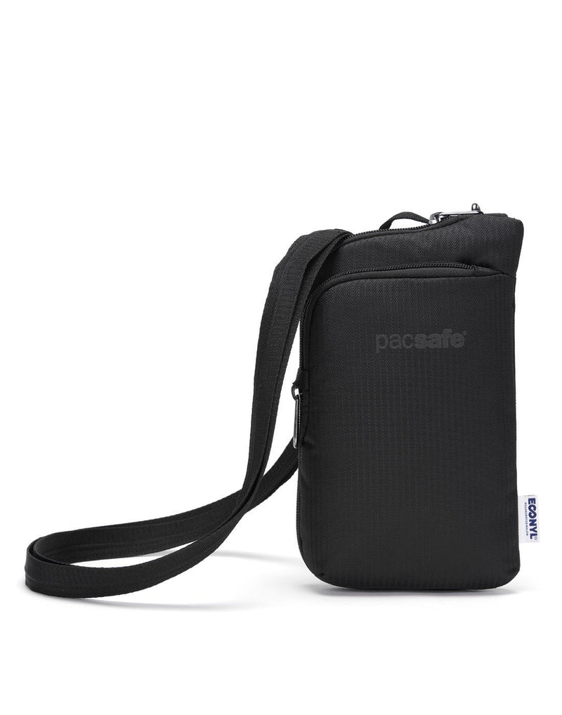 Daysafe econyl black colour recycled crossbody bag front view