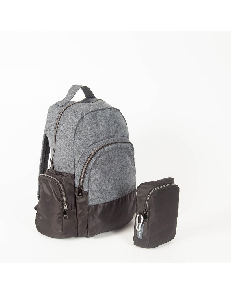 Lug echo heather grey colour packable backpack and pouch