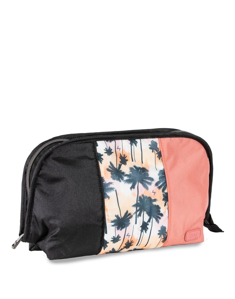 Lug flash cosmetic pouch palm sunset design corner view