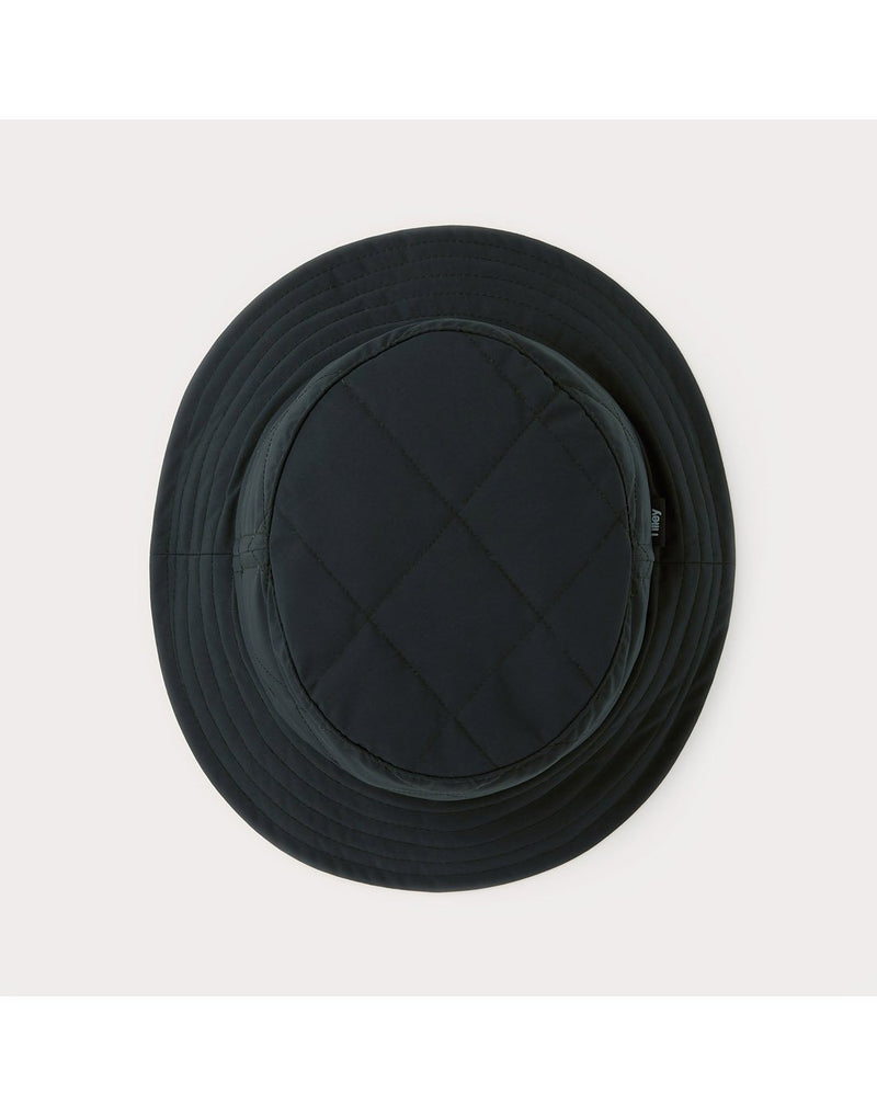 Tilley Quilted Bucket Hat, black, top view