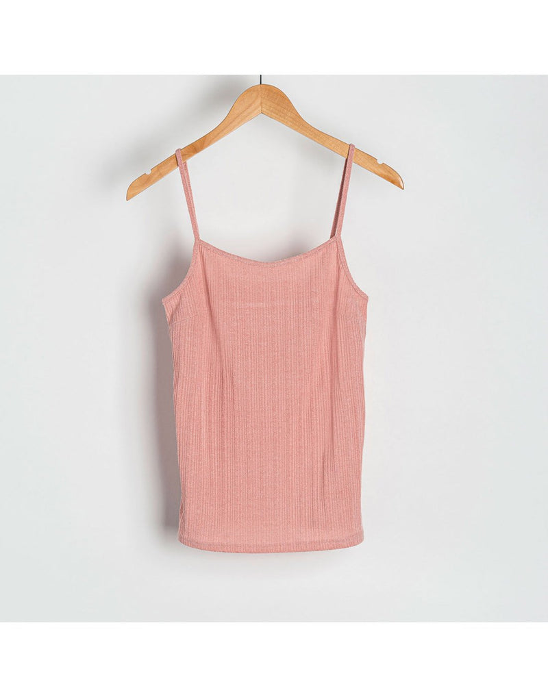 Howard's ribbed tank top in blush pink on a hanger