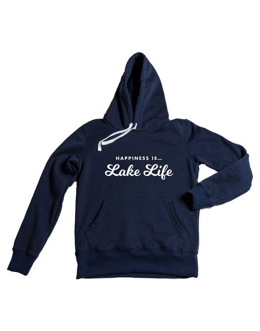 Product Image – Happiness Is...Lake Life Unisex Hoodie - navy, front view