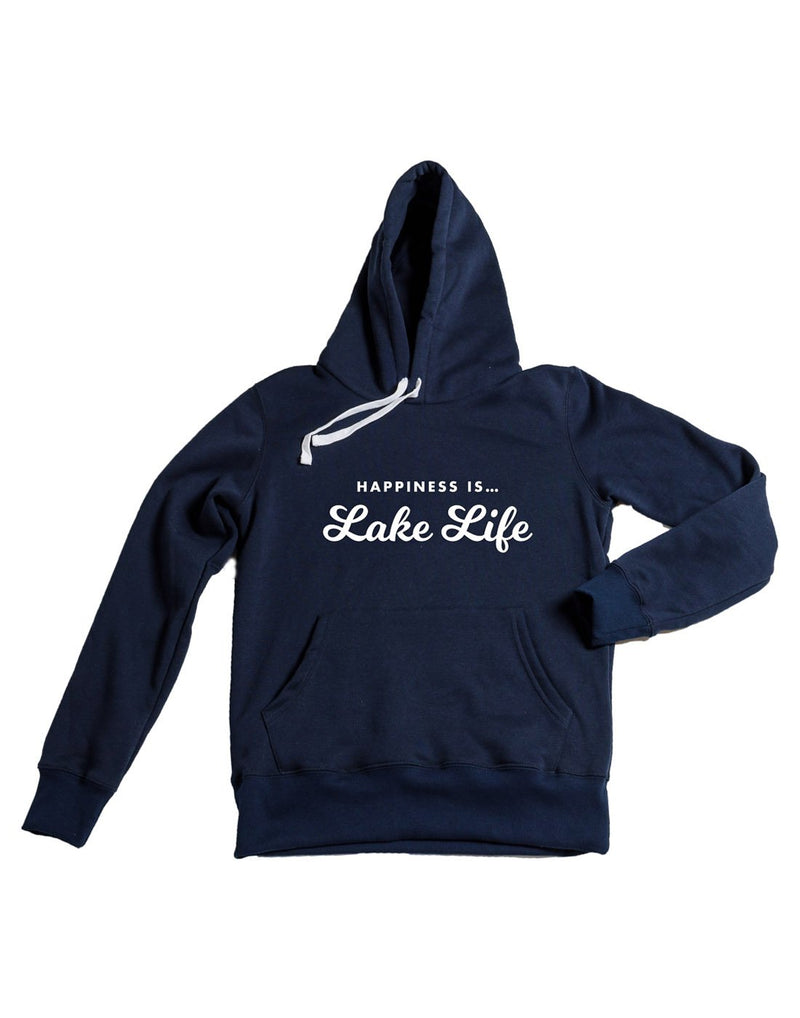 Happiness Is...Lake Life Unisex Hoodie - navy, front view