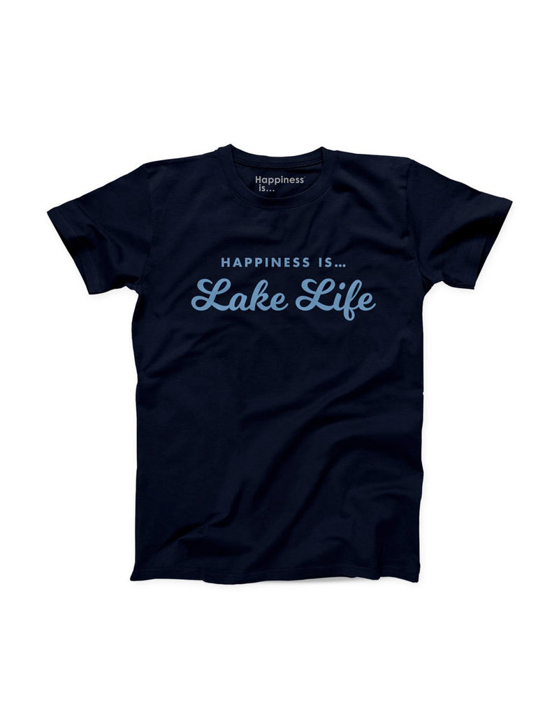 Happiness Is...Lake Life Men's T-Shirt - navy, front view
