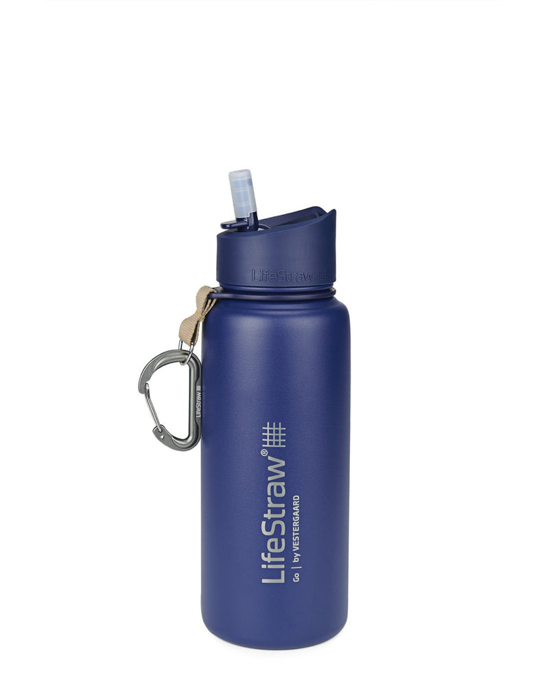 LifeStraw Go Stainless Steel Water Filter Bottle - blue, front view