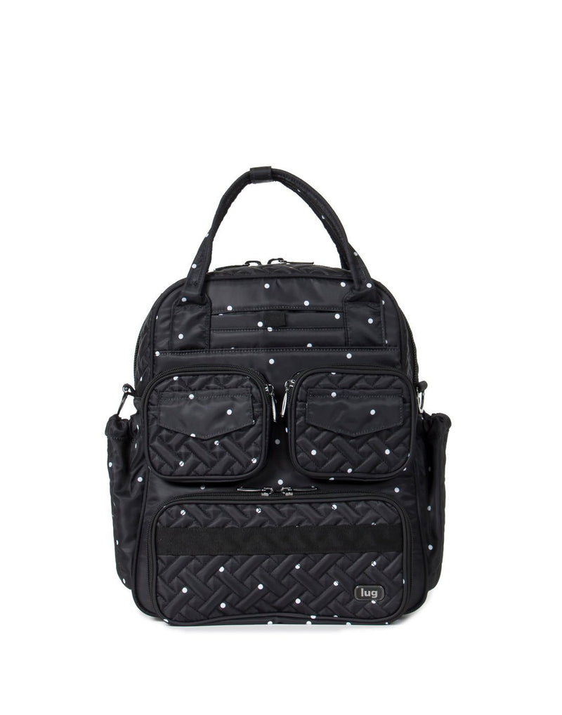 Lug mini black dot design puddle jumper tote bag front view