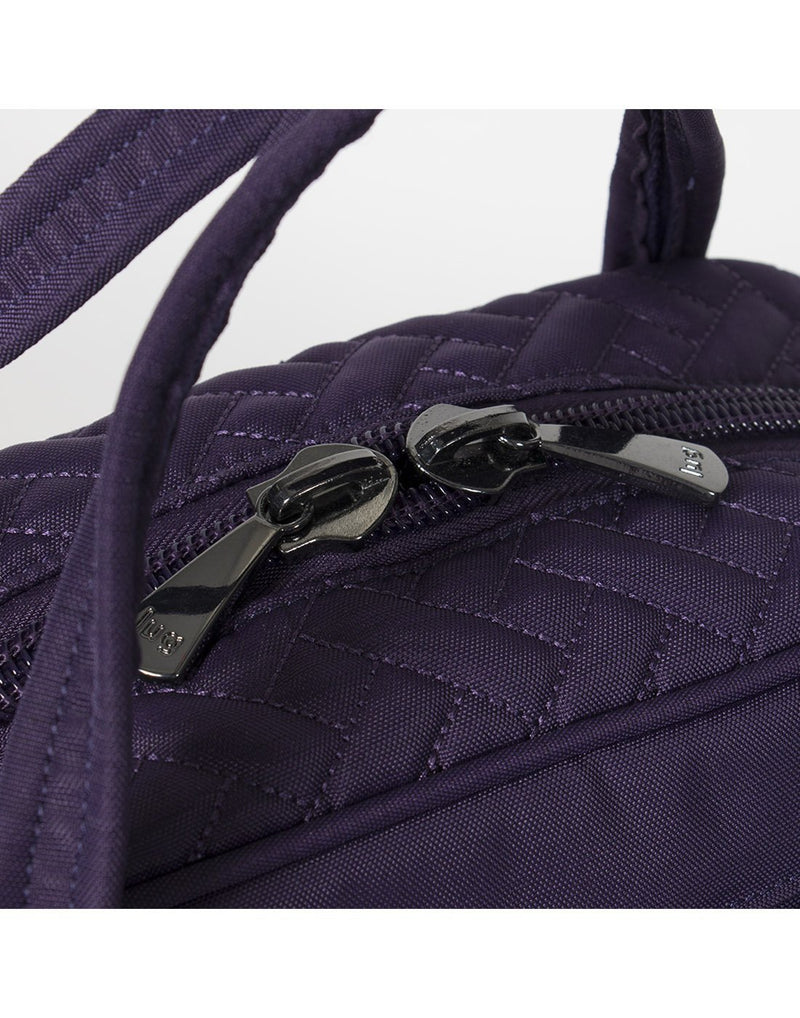 Lug mini brushed concord colour tote bag zip close up view
