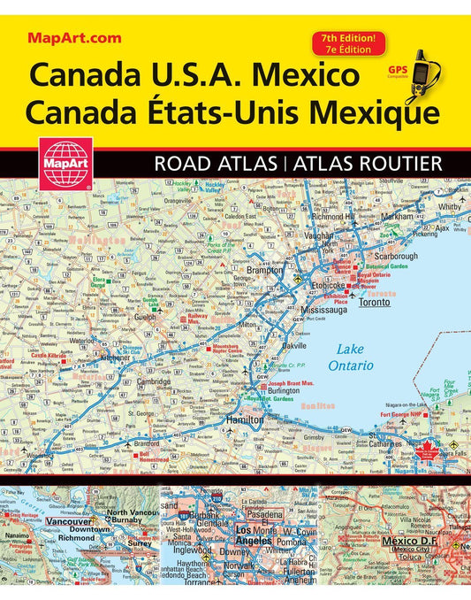 Product Image – Mapart canada usa mexico north american road atlas front view