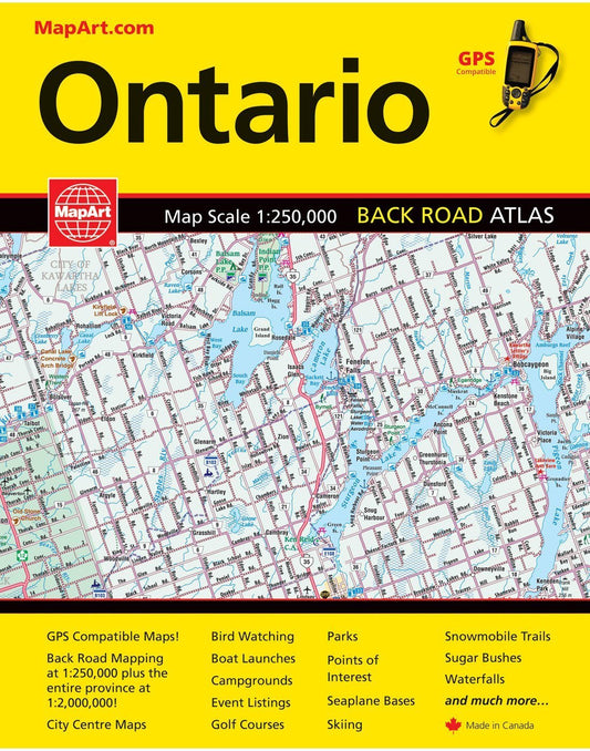 Product Image – Mapart ontario back road atlas front view