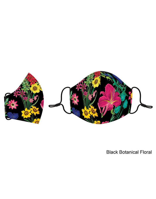 Product Image – Punch studio black botanical floral design reusable face mask